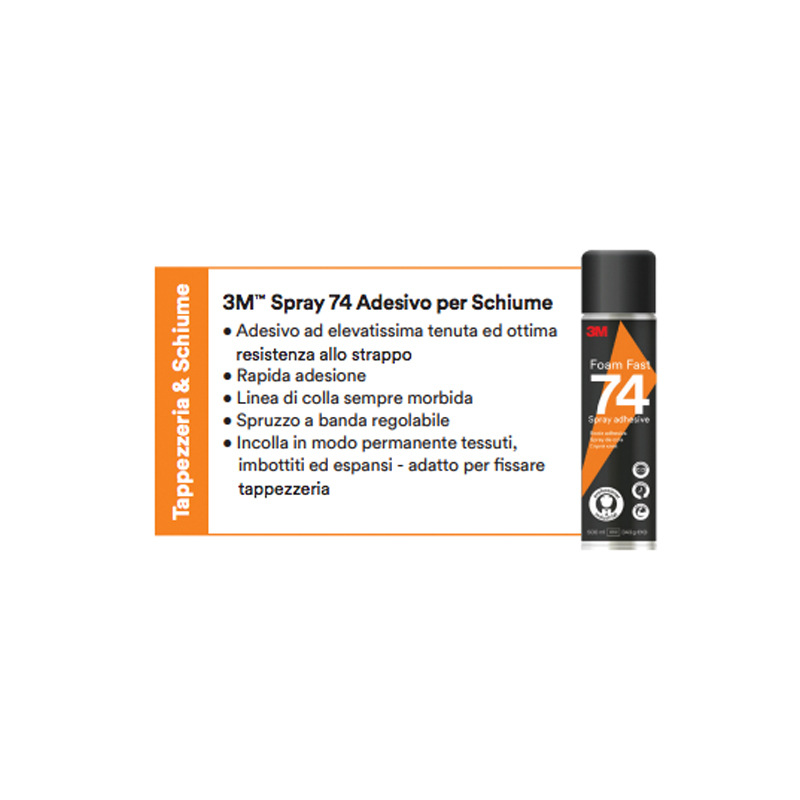 Adesivo ad elevatissima adesione 3M Spray 74 in bomboletta da 500 ml per schiume - immagine 2