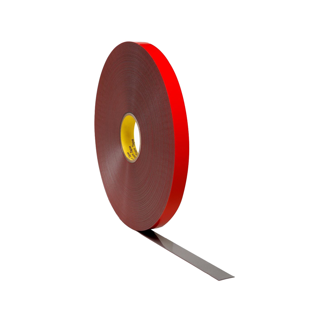 Nastro biadesivo in schiuma acrilica 3M VHB GT6008 609 mm x 66 m x 0,80 mm per verniciatura a polvere colore grigio