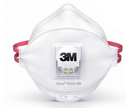 Maschera respiratore 3M 9332 con valvola FFP3 per proteggere da polveri e fumi tossici kit 10 pezzi
