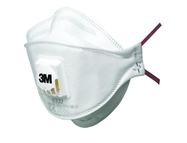 Maschera respiratore 3M 9332 con valvola FFP3 per proteggere da polveri e fumi tossici kit 10 pezzi - immagine 2