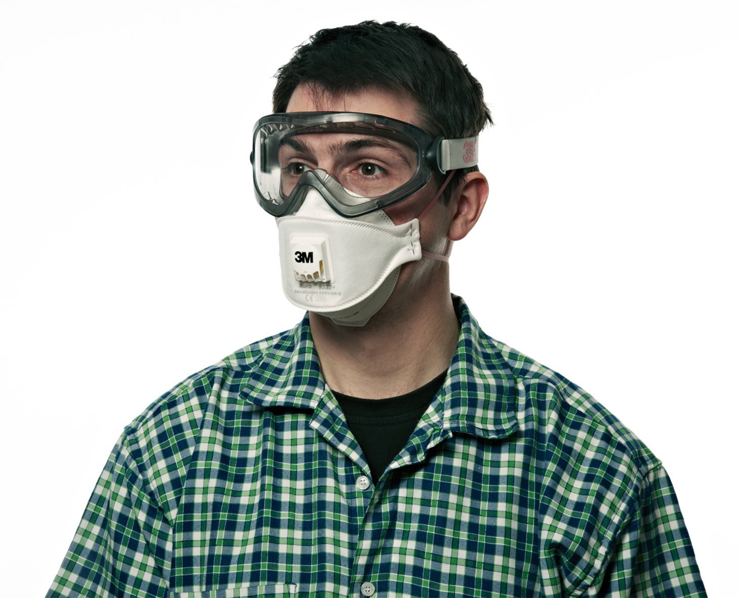 Maschera respiratore 3M 9332 con valvola FFP3 per proteggere da polveri e fumi tossici kit 10 pezzi - immagine 3