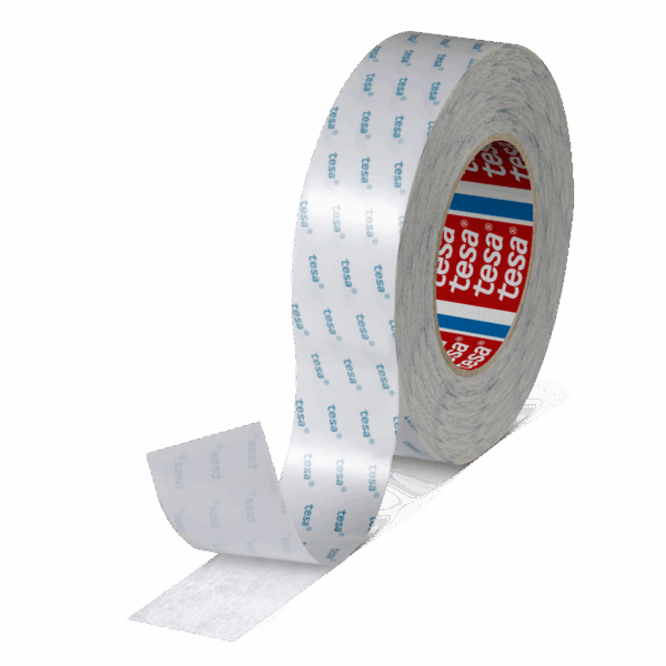 Biadesivo acrilico TNT tesa 4943 TNT colore bianco formato mm 12 x 50 m spessore 0,12 mm con liner in carta bianca